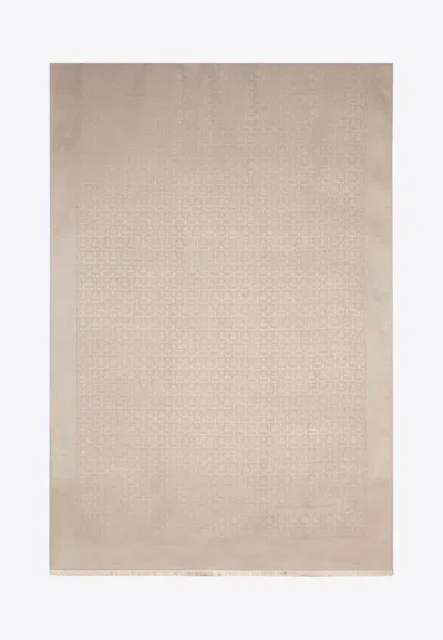 Ferragamo Gancini Scarf In Silk Blend In Beige