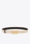 Ferragamo Gancini-shaped Buckle Reversible Leather Belt In Pink