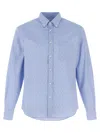 Ferragamo Logo Monogram Button-up Shirt In Blue