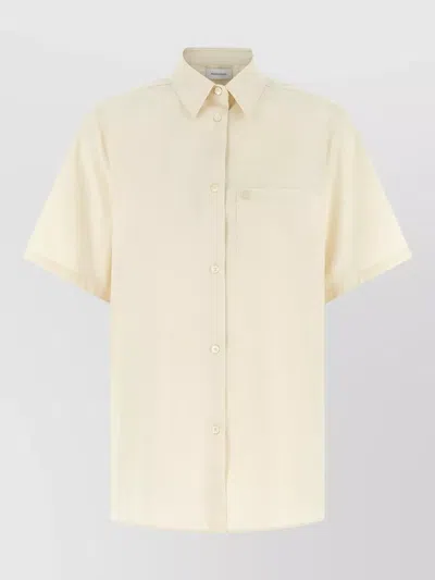 Ferragamo Gancini Shirt Short Sleeves Chest Pocket Collar In Yellow