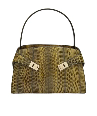 Ferragamo Gancini Shoulder Bag In Green