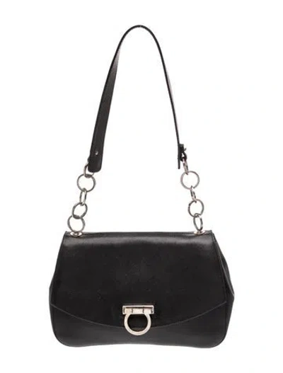 Pre-owned Ferragamo Gancini Shoulder Bag In Black