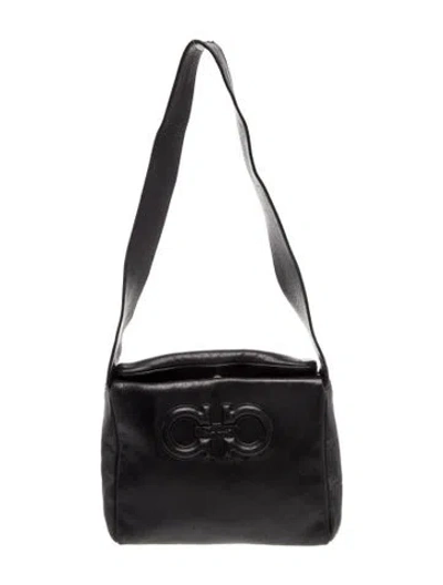 Pre-owned Ferragamo Gancini Shoulder Bag In Black