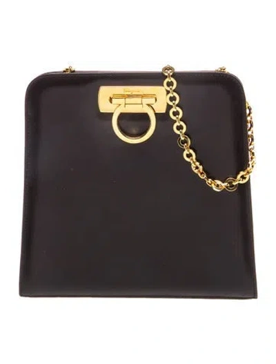 Pre-owned Ferragamo Gancini Shoulder Bag In Black