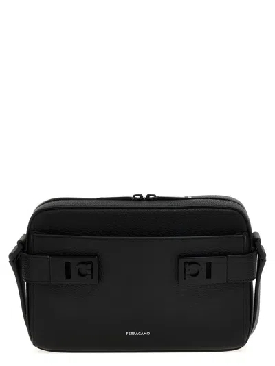 Ferragamo 'gancini' Shoulder Bag In Black
