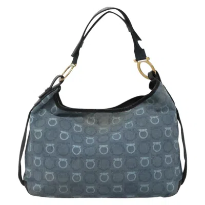 Pre-owned Ferragamo Gancini Shoulder Bag Canvas Canvas Shoulder Bag Bag () In Blue