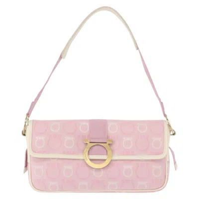 Pre-owned Ferragamo Gancini Shoulder Bag Canvas Canvas Shoulder Bag Bag () In Pink