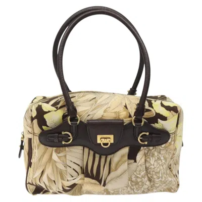 Pre-owned Ferragamo Gancini Shoulder Bag Canvas Canvas Shoulder Bag Bag () In Sand