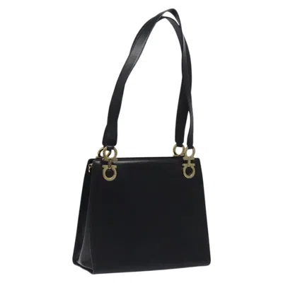 Pre-owned Ferragamo Gancini Shoulder Bag Leather Leather Bag () In Black