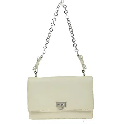 Pre-owned Ferragamo Gancini Shoulder Bag Leather Leather Bag () In White