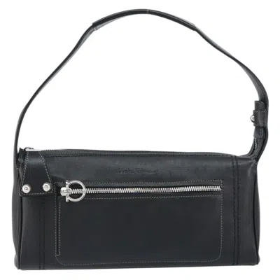 Pre-owned Ferragamo Gancini Shoulder Bag Leather Leather Shoulder Bag Bag () In Black