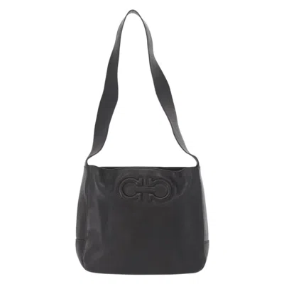 Pre-owned Ferragamo Gancini Shoulder Bag Leather Leather Shoulder Bag Bag () In Black