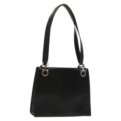 Pre-owned Ferragamo Gancini Shoulder Bag Leather Leather Shoulder Bag Bag () In Black