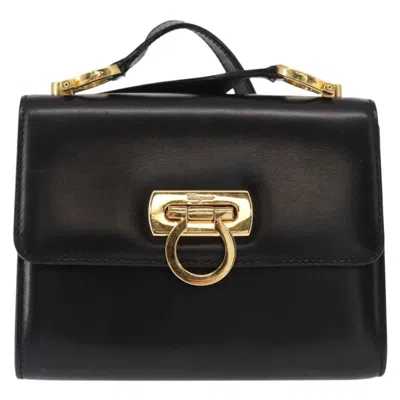 Pre-owned Ferragamo Gancini Shoulder Bag Leather Leather Shoulder Bag Bag () In Black