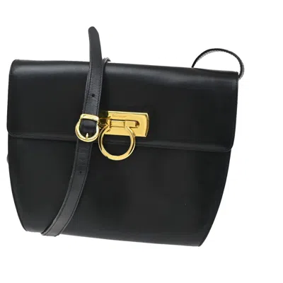 Pre-owned Ferragamo Gancini Shoulder Bag Leather Leather Shoulder Bag Bag () In Black