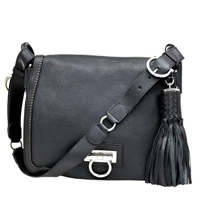 Pre-owned Ferragamo Gancini Shoulder Bag Leather Leather Shoulder Bag Bag () In Black