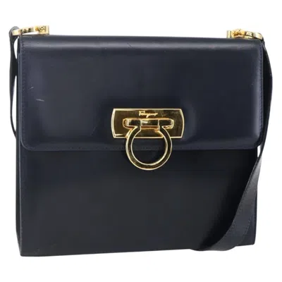 Pre-owned Ferragamo Gancini Shoulder Bag Leather Leather Shoulder Bag Bag () In Blue