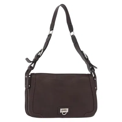 Pre-owned Ferragamo Gancini Shoulder Bag Leather Leather Shoulder Bag Bag () In Brown