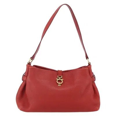 Pre-owned Ferragamo Gancini Shoulder Bag Leather Leather Shoulder Bag Bag () In Red