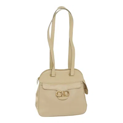 Pre-owned Ferragamo Gancini Shoulder Bag Leather Leather Shoulder Bag Bag () In Sand