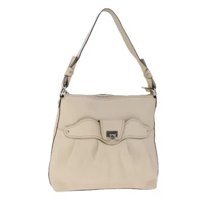 Pre-owned Ferragamo Gancini Shoulder Bag Leather Leather Shoulder Bag Bag () In Sand
