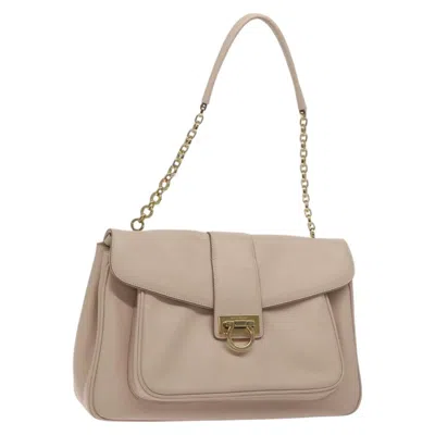 Pre-owned Ferragamo Gancini Shoulder Bag Leather Leather Shoulder Bag Bag () In Sand