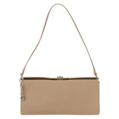 Pre-owned Ferragamo Gancini Shoulder Bag Leather Leather Shoulder Bag Bag () In Sand