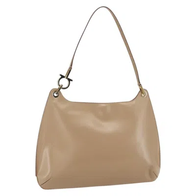 Pre-owned Ferragamo Gancini Shoulder Bag Leather Leather Shoulder Bag Bag () In Sand