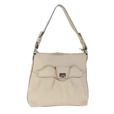 Pre-owned Ferragamo Gancini Shoulder Bag Leather Leather Shoulder Bag Bag () In Sand