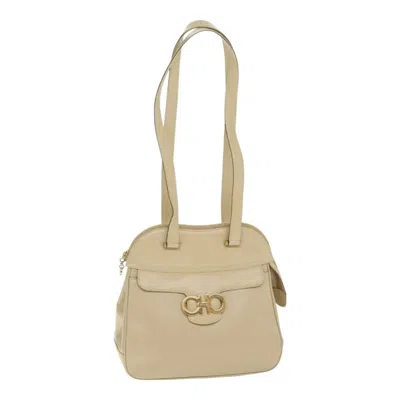 Pre-owned Ferragamo Gancini Shoulder Bag Leather Leather Shoulder Bag Bag () In Sand