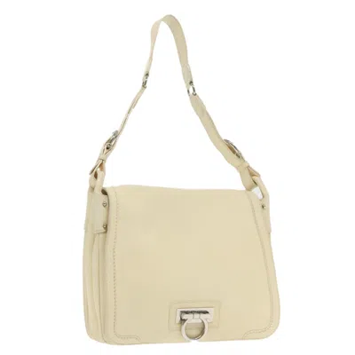 Pre-owned Ferragamo Gancini Shoulder Bag Leather Leather Shoulder Bag Bag () In Sand