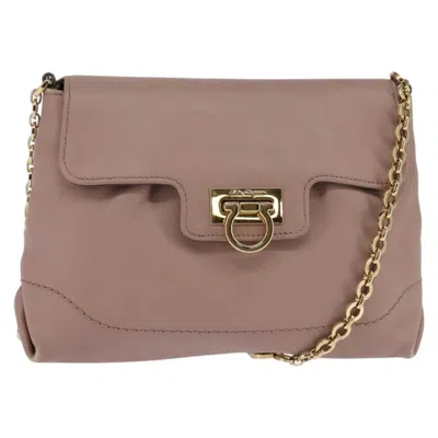 Pre-owned Ferragamo Gancini Shoulder Bag Leather Leather Shoulder Bag Bag () In Sand