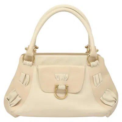 Pre-owned Ferragamo Gancini Shoulder Bag Leather Leather Shoulder Bag Bag () In Sand