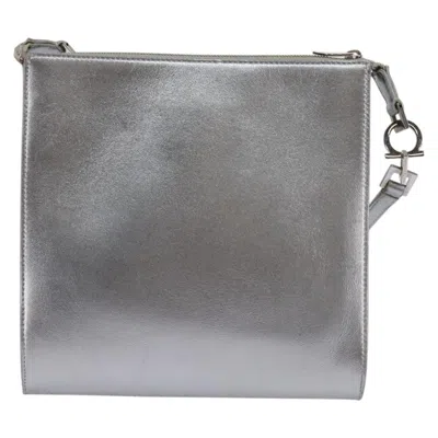 Pre-owned Ferragamo Gancini Shoulder Bag Leather Leather Shoulder Bag Bag () In Silver