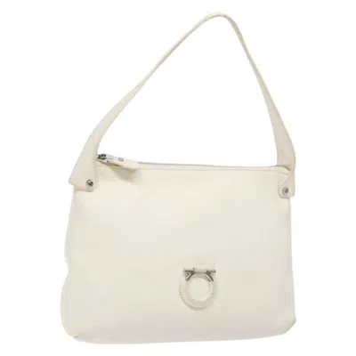 Pre-owned Ferragamo Gancini Shoulder Bag Leather Leather Shoulder Bag Bag () In White