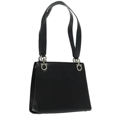 Pre-owned Ferragamo Gancini Shoulder Bag Leather Leather Tote Bag Bag () In Black