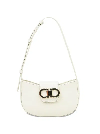 Ferragamo Double Gancini Mini Bag In White
