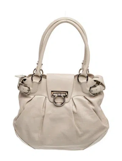 Pre-owned Ferragamo Gancini Shoulder Bag In Neutral
