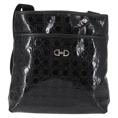 Pre-owned Ferragamo Gancini Shoulder Bag Patent Leather Patent_leather Shoulder Bag Bag () In Black