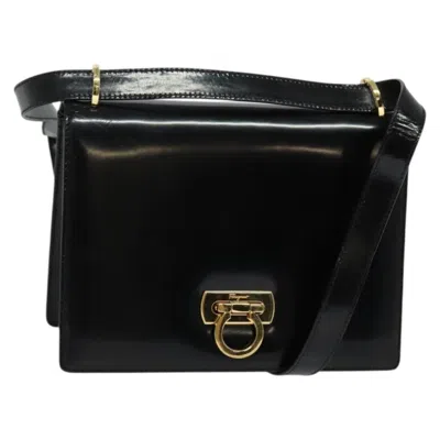 Pre-owned Ferragamo Gancini Shoulder Bag Patent Leather Patent_leather Shoulder Bag Bag () In Black