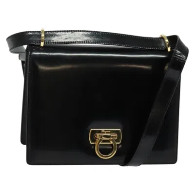 Pre-owned Ferragamo Gancini Shoulder Bag Patent Leather Patent_leather Shoulder Bag Bag () In Black