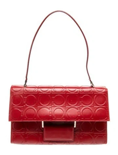 Pre-owned Ferragamo Gancini Shoulder Bag In Red