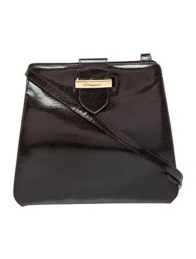 Pre-owned Ferragamo Gancini Shoulder Bag Vintage In Black