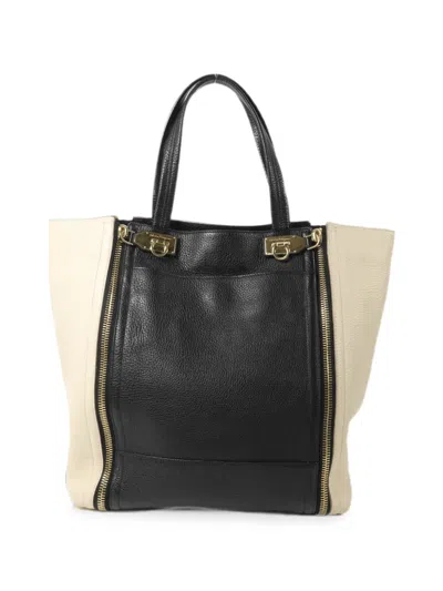 Pre-owned Ferragamo Gancini Shoulder Tote Bag In Black