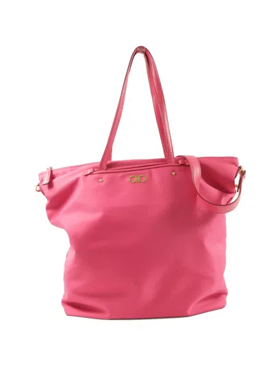 Pre-owned Ferragamo Gancini Shoulder Tote Bag In Pink