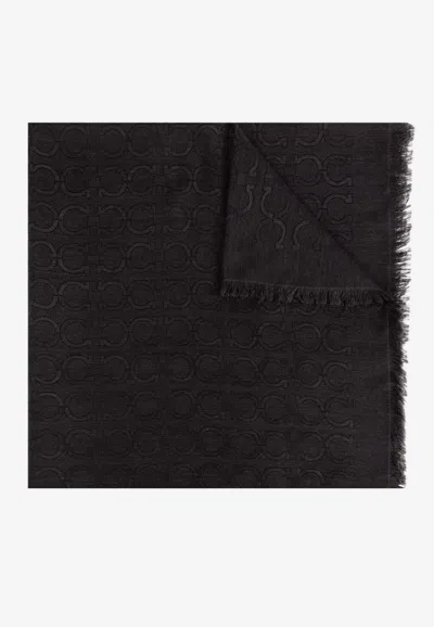 Ferragamo Kids' Gancini Silk And Cashmere Stole In Black
