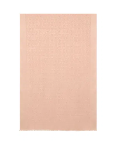 Ferragamo Gancini Silk And Wool Stole In Transparent