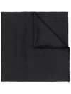 Ferragamo Fringed Jacquard Silk-wool Blend Shawl In Black
