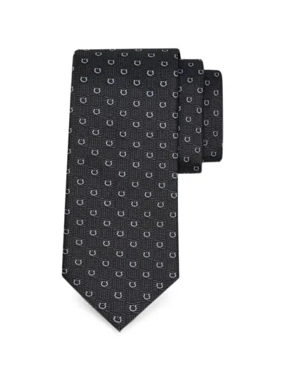 Ferragamo Dark Grey Gancini Textured Tie In Black