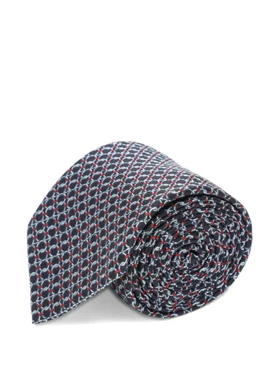 Ferragamo Gancini Silk Jacquard Tie In Multi
